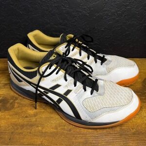 Asics Gel-Rocket 9 1071A030 White Gold Synthetic Volleyball Shoes Mens Size 13‎